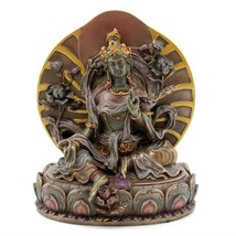 GREEN TARA STATUE 6&quot; Seated Buddhist Icon Goddess HIGH QUALITY Bronze Re... - $654.09 MXN