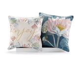 Lotus Flower Pillow Covers Set of 2 Spring 18&quot; x 18&quot; Garden Polyester 2 ... - $34.64