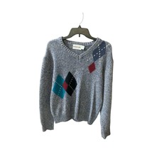 MacGregor Womens Size Large L Sweater VNeck Vintage pullover Argyle 80&#39;s Long Sl - £23.38 GBP
