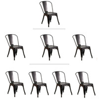 Tolix Antique Black Gold Metal Dining Chair Commercial Quality 1-4 Unit Discount - £95.67 GBP+