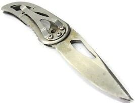 Frost Cutlery Stainless Steel Folding Pocket Knife Silver Tone Handle Used - $9.89