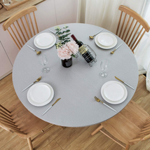 NLMUVW Vinyl round Tablecloth Fitted with Elastic Edge Flannel Back 100%... - £11.76 GBP