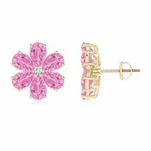 Natural Pink Sapphire Pear-Shaped Earrings in 14K Gold (Grade-A , 6x4MM) - £1,159.74 GBP