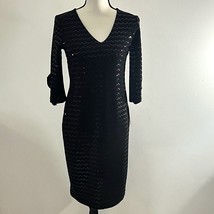 Clara Sun Woo Women&#39;s Black Dress Sequin Size XS Ruffle Sleeve - £38.59 GBP