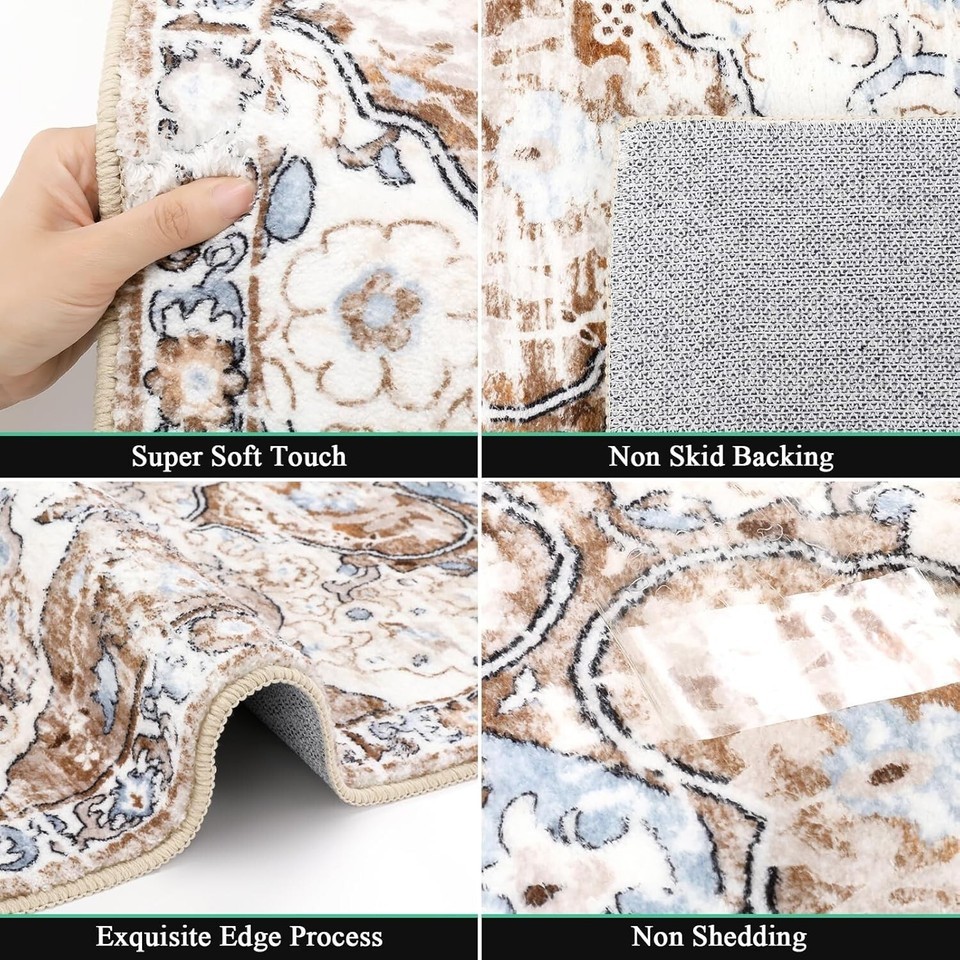 Boho Vintage 2'x6' Washable Runner Rug - Non-Slip, Comfort & Style Combined Item image 5