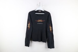 Vtg Y2K Streetwear Womens M Faded Las Vegas Fire Flames Butterfly Ribbed T-Shirt - £47.44 GBP
