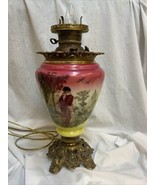 Antique Converted Juno Oil Lamp Hunter &amp; Dog 16” USA - £88.25 GBP