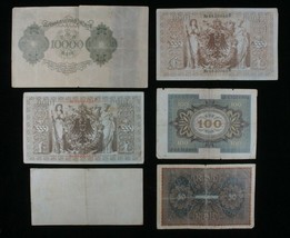 1910-1922 Germany 6-Notes Currency Set German Empire &amp; Weimar Republic Marks - £43.76 GBP
