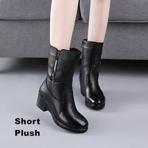 DONGNANFENG Women Female Ladies Mother Genuine Leather Shoes Boots Botas Mid Cal - £64.75 GBP