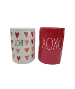 Rae Dunn XOXO &amp; Love Set Of 2 Ceramic Candle Jar   Hearts Bergamot Rose - $19.95