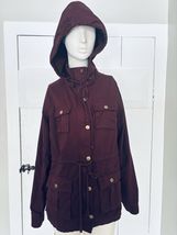 Market &amp; Spruce Plum Purple Utility Zip Snap Canvas Jacket Coat Women’s ... - $21.88