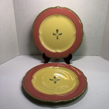 2 Dinner Plates Pfatzgraff Secrets Pistoulet Watermelon Red Band 10.75&quot; - $16.82