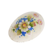 Vintage Lefton Handpainted Floral Porcelain Bisque Egg Trinket Ring Box, Japan - $15.48