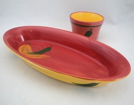 El Paso Chile Company Chili Pepper Chip &amp; Dip Tray  Guac Guacamole Salsa Bowl - £17.19 GBP