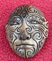 Magical Carved  Tagua Nut Māori Shaman Face With Moko Tattoos - $38.00