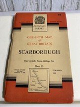 Ordnance Survey One Inch Map of Great Britain Scarborough Sheet 93 Cloth - $23.28