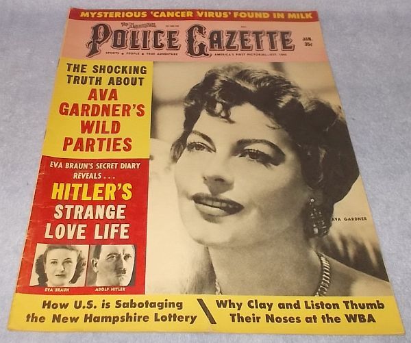 National Police Gazette Tabloid Magazine January 1965 Ava Gardner Clay an Liston - $19.95