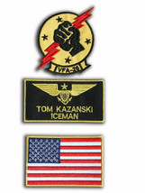 Tom ICEMAN Kazansky Movie  US NAVY F-14 SQUADRON Name Tag Patch Set - £14.58 GBP
