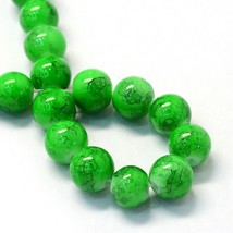 50 Crackle Glass Beads 8mm Green Veined Bulk Jewelry Supplies Mix Unique B - £5.42 GBP