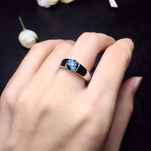 No Sign Blue Topaz Gemstone Ring For Women Men Fine Jewelry Real 925 Silver Natu - $68.66