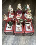 Russ Christmas Ceramic Ornaments Santa Through the Ages Lot of 6 - £16.08 GBP