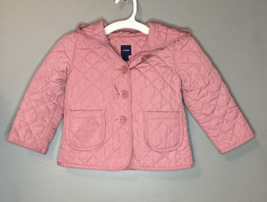 Baby GAP Girls Pink Quilted Jacket with Hood Toddler Size 4 Lightweight Spring - £7.50 GBP