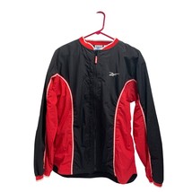 Reebok Womens Size Medium M Full Zip Windbreaker Vintage Red Black Nylon Jacket - $23.76