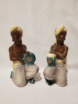 Pair of Vintage Mid-Century Royal Copley Blackamoor Nubian Drummer Figur... - $49.49