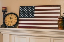 New 36 Inch XL Handcrafted Vintage Look Wood American Flag 100% Made in USA - £48.73 GBP