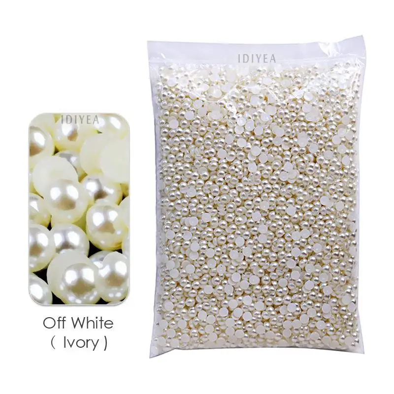 Bulk Wholesale 2-10mm Imitation s Ivory White AB Multi Colors Half Round Flat Ba - £98.67 GBP