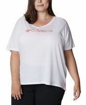 Columbia Womens Plus Size V-Neck T-Shirt White Heather/Bright Poppy Size 2X - £27.73 GBP