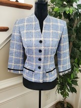 Vintage Collection Blue Acrylic Long Sleeve Single Breasted Blazer Size 8P - £29.82 GBP