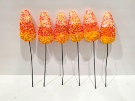 Halloween Styrofoam Candy Corn Picks Set of 6 NEW 11&quot; - $19.79