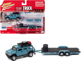 2004 Hummer H2 Ocean Blue w Open Trailer Limited Edition to 6012 Pcs Worldwide T - £25.01 GBP