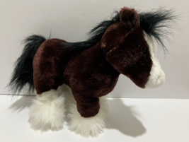 Webkinz Ganz Clydesdale Horse Brown White Black 8&quot; Plush Stuffed Animal No Code - £6.20 GBP