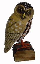 Large Handmade Wood Owl Sculpture Statue Carving Decor Sculptures - £19.50 GBP