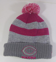 Chicago Bears Womens Beanie Pom Pom Hat NFL New Era Pink Gray Breast Cancer - £15.65 GBP
