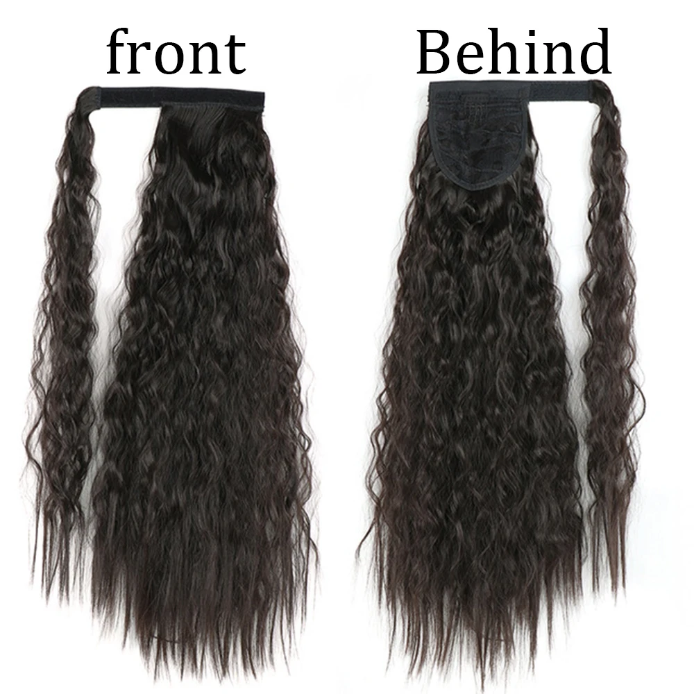 Play Synthetic Long Corn Wavy Ponytail Hairpiece Wrap on Hair Clip Ombre Brown B - £25.54 GBP