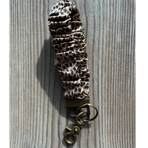 Silky Scrunchie Wristlet Keychain Bag Purse Charm Black and Brown Leopar... - $14.85