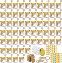 60 Pack Mini Honey Jars1.5 oz Glass Honey Jars with Metal LidsWooden DippersB... - £30.35 GBP