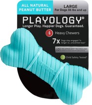 Playology Dual Layer Bone Dog Toy All Natural Peanut Butter Scent Large - £10.09 GBP