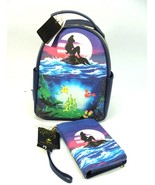 LOUNGEFLY DISNEY&#39;S THE LITTLE MERMAID ARIEL SILHOUETTE MINI BACKPACK/WALLET - $137.03 CAD