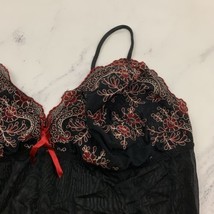 Cacique Lace Trim Camisole Top Plus Size 22/24 Black Red Sheer Cami - $19.79