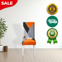 Anyhouz Chair Cover Orange Gray Geometric Design Elastic Slipcover Dinin... - $445.49 MXN