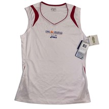 Asics Women&#39;s White Red Stripe Marathon Velo Tank, Size Med NWT WR1011M-... - $14.99