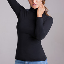 Jersey Rollkragen Damen Lange Ärmel aus Baumwolle Elastisch Sweatshirt Cotonella - £10.88 GBP