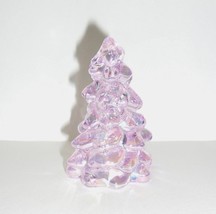 Mosser Glass Rose Pink Carnival Iridized 2.75&quot; Mini CHRISTMAS TREE Figurine - £13.14 GBP