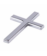 3D Silver Metal Cross 2 1/4&quot; Sticker Decal for any Vehicle - $9.89
