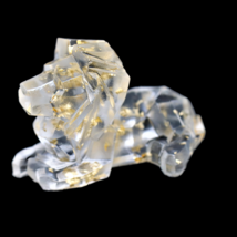 Geometric Lion, Handcrafted resin chiseled lion, Clear with gold foil bi... - $14.00