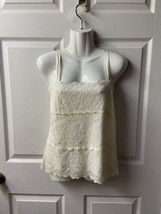 Coldwater Creek Lacy Strappy Top Womens Size Large Cream Tiered Layering - £15.51 GBP